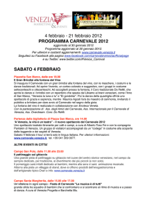 4 febbraio - 21 febbraio 2012 PROGRAMMA CARNEVALE 2012