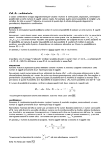 Matematica X - 1 Calcolo combinatorio Pn = n∙(n - 1)∙(n