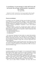 La psichiatria e la psicoterapia in italia dall`inizio del