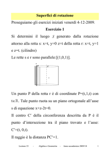 Superfici di rotazione Proseguiamo gli esercizi