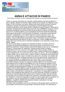 ANSIA E ATTACCHI DI PANICO