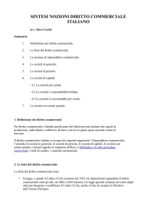 SINTESI NOZIONI DIRITTO COMMERCIALE ITALIANO