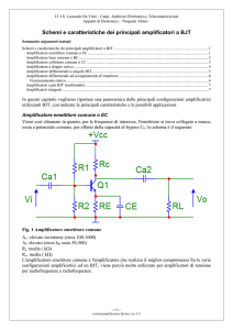 Schemi e caratteristiche dei principali amplificatori a BJT