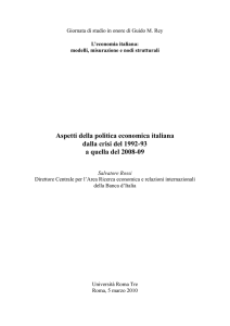 Aspetti della politica economica italiana dalla crisi