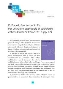D. Pacelli, Il senso del limite. Per un nuovo approccio di sociologia