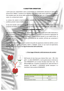 I CARATTERI EREDITARI I primi passi per comprendere come si