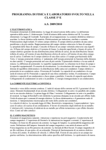 programma di fisica e laboratorio svolto nella