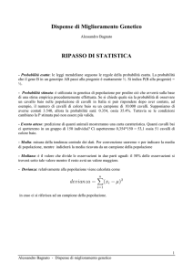 Dispense di Miglioramento Genetico RIPASSO DI STATISTICA