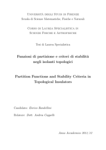 Funzioni di partizione e criteri di stabilità negli isolanti topologici