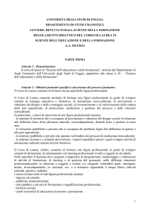 1 UNIVERSITÀ DEGLI STUDI DI FOGGIA DIPARTIMENTO DI STUDI