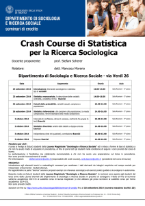 Crash Course di Statistica - Dipartimento di Sociologia e Ricerca