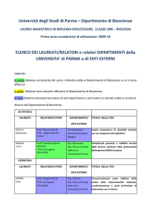 ELENCO DEI LAUREATI/RELATORI e relativi DIPARTIMENTI della