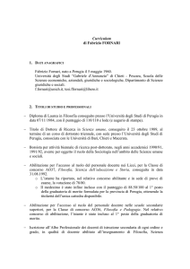 Curriculum di Fabrizio FORNARI Fabrizio Fornari, nato a Perugia il 5