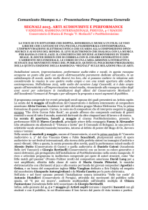 Comunicato Stampa n.1 - Presentazione Programma Generale