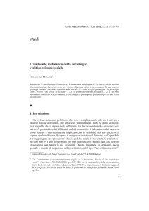 L`ambiente metafisico della sociologia: verità e