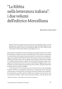 “La Bibbia nella letteratura italiana”: i due volumi dell