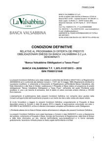 IT0005121048 Banca Valsabbina T.F. 1,30% 01.07.2015-18