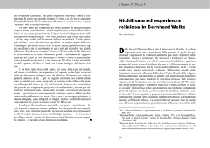 Nichilismo ed esperienza religiosa in Bernhard Welte