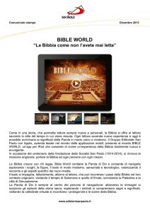 BIBLE WORLD “La Bibbia come non l`avete mai letta”