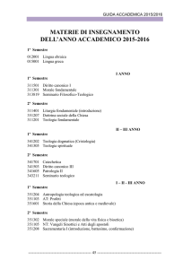 materie di insegnamento dell`anno accademico 2015-2016