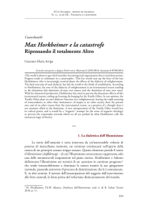 Max Horkheimer e la catastrofe