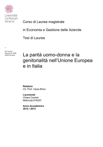 La parità uomo-donna e la genitorialità nell`Unione Europea e in Italia