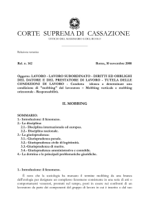 Relazione tematica n. 142 del 10.11.2008 sul mobbing nel sito della