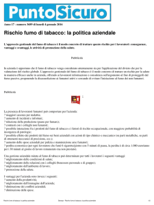 Stampa - Rischio fumo di tabacco: la politica aziendale