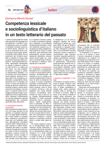 Competenza lessicale e sociolinguistica d`italiano in un testo