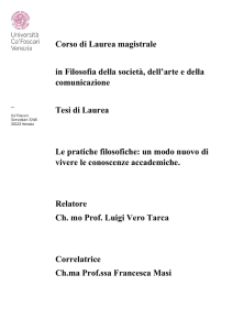 Corso di Laurea magistrale in Filosofia della società, dell`arte e della