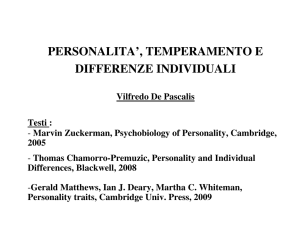Definizione di Personalità - Facoltà di Medicina e Psicologia