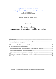 Coesione sociale: cooperazione strumentale e solidarietà sociale