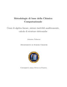 Metodologie di base della Chimica Computazionale Cenni di