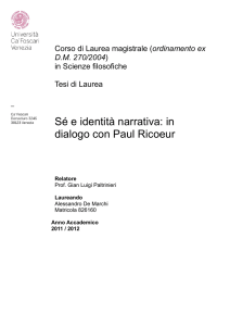 Sé e identità narrativa: in dialogo con Paul Ricoeur