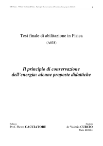 Il principio di conservazione dell`energia: alcune