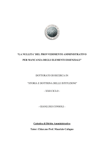 “LA NULLITA` DEL PROVVEDIMENTO AMMINISTRATIVO PER