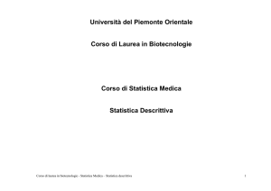 Università del Piemonte Orientale Corso di Laurea in Biotecnologie