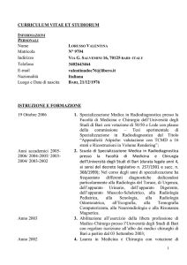 CURRICULUM VITAE ET STUDIORUM Nome Matricola N° 9794