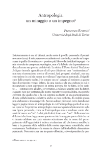 Antropologia: un miraggio o un impegno? - La Sapienza