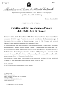 Cristina Acidini accademica d`onore delle Belle Arti di Firenze