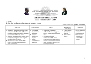 CURRICOLO DI RELIGIONE Anno scolastico 2013 – 2014