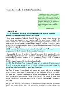 Storia del concetto di moto (parte seconda). Definizioni