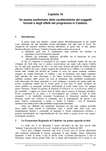 Un esame preliminare delle caratteristiche dei soggetti formati e