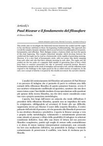 Paul Ricœur e il fondamento del filosofare