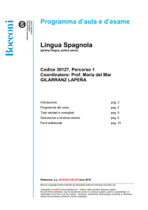 Programma d`aula e d`esame Lingua Spagnola