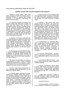 Provvedimento della Banca d`Italia del 18/7/2001 Capitale minimo
