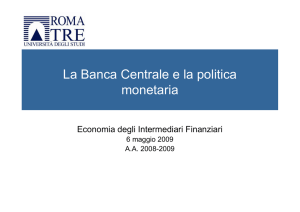 La Banca Centrale e la politica monetaria