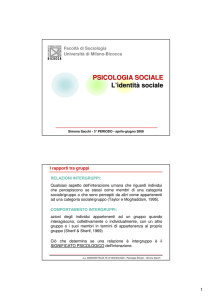 psisociale_identit sociale - Dipartimento di Sociologia e Ricerca