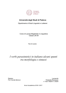 I verbi parasintetici in italiano:alcuni spunti tra morfologia e sintassi