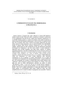 l`imperativo italiano tra morfologia e pragmatica